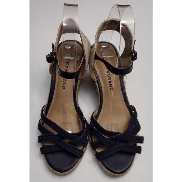 Lucky Brand Shoes - Lucky Brand Black Espadrille High Heel Wedge Sandals Women's Size 6.5M